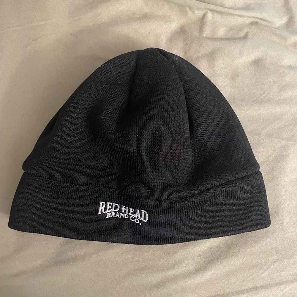 Redhead black beanie